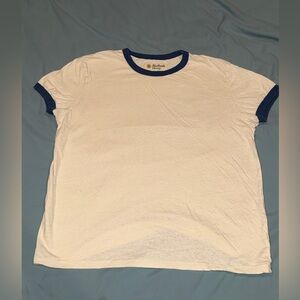Mollusk White and Blue Ringer T-Shirt size L
